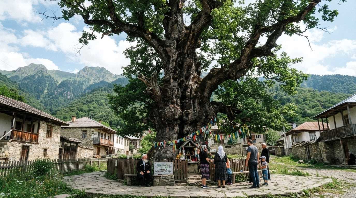 Священный дуб Чигыудж в ауле Наджиго, возраст более 600 лет
